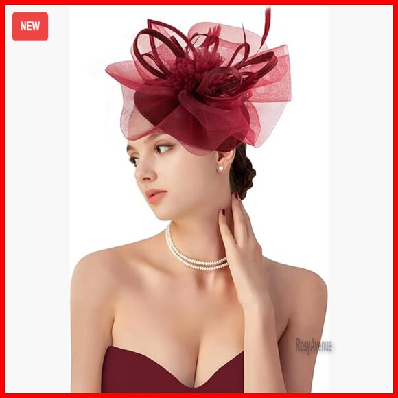 Vintage Feather Fascinator Derby Hat Headband for Wedding Tea Party